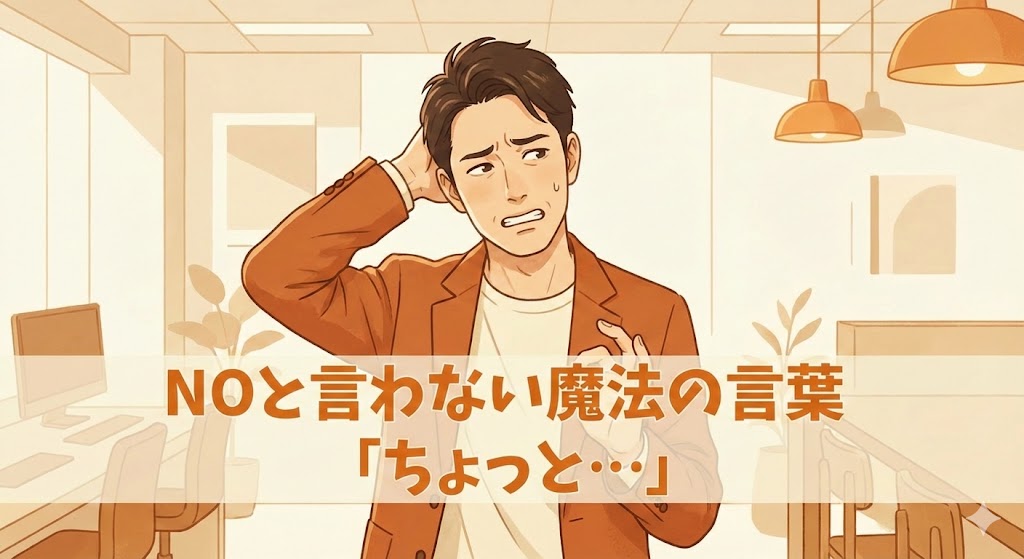 申し訳なさそうに頭の後ろに手をやり、困った顔をする日本人男性の姿